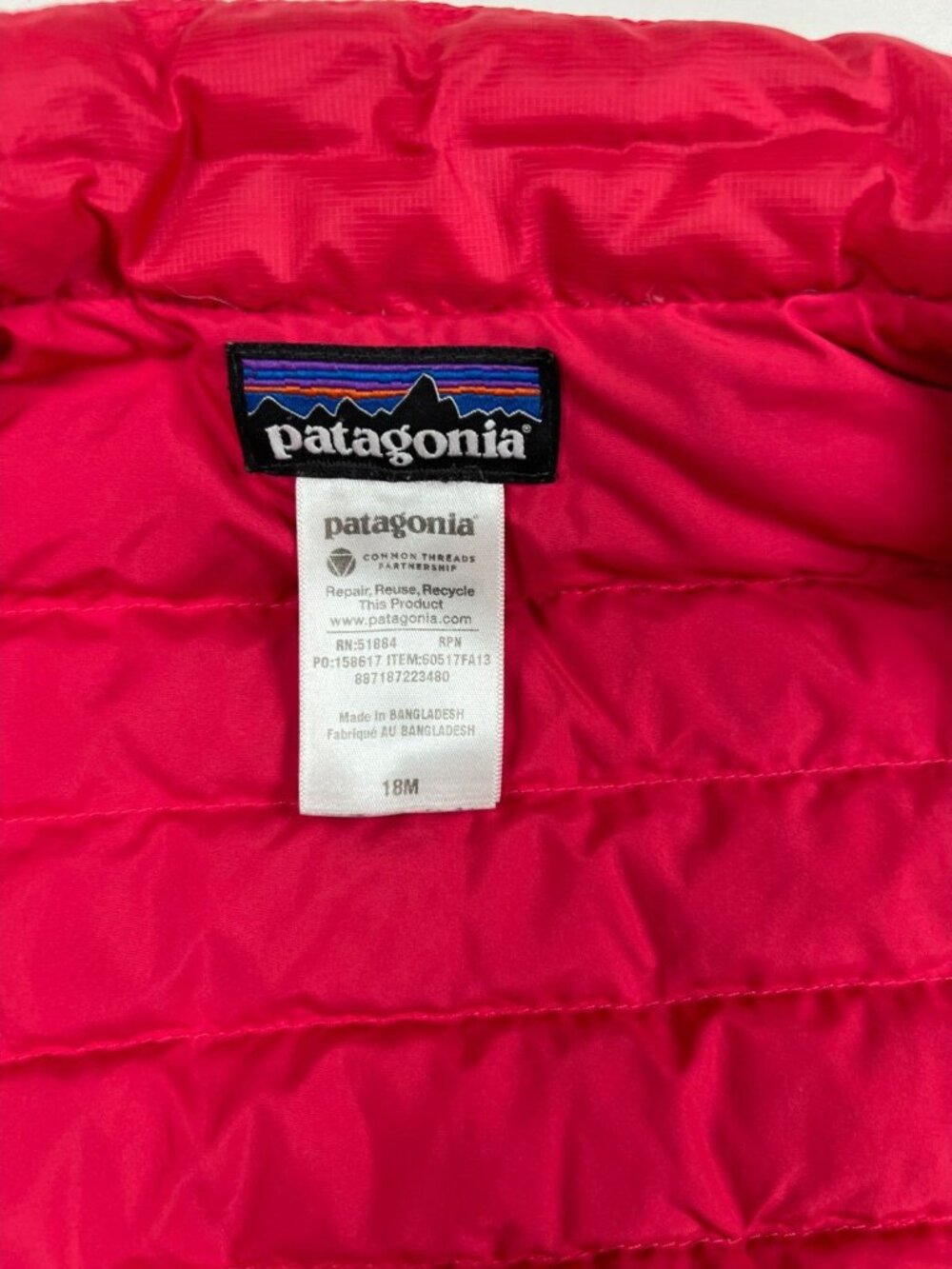 Patagonia 18M Baby Down Sweater Puffer Jacket Pink Full Zip Winter Insulated - Picture 3 of 7